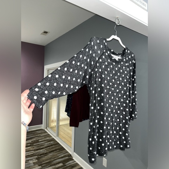 Market & Spruce grey polka dot sweater 1X - Picture 2 of 4